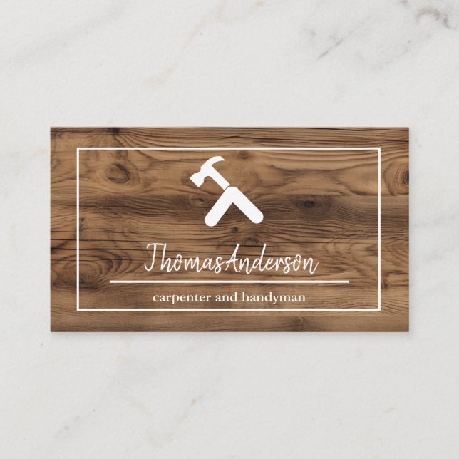 Professionell Trä Grain Rustic Carpentry Visitkort (Framsida)