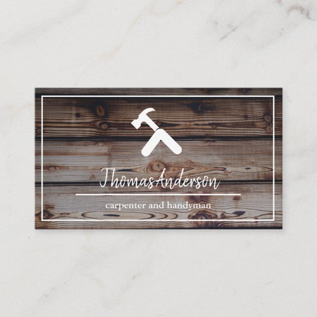 Professionell Trä Grain Rustic Carpentry Visitkort (Framsida)