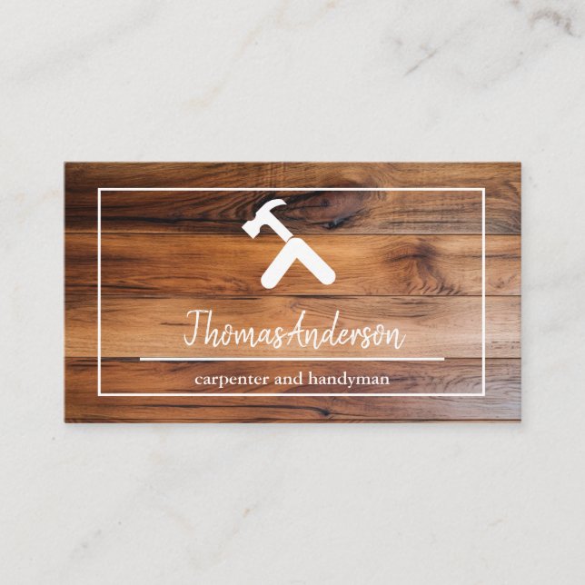 Professionell Trä Grain Rustic Carpentry Visitkort (Framsida)