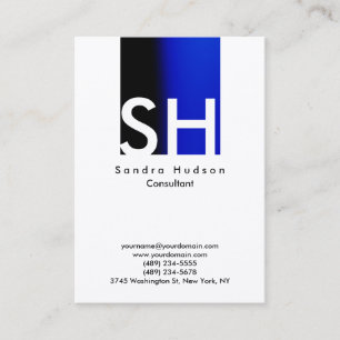 Professionell Trendig Blue White Monogram Visitkort