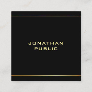 Professionell Trendig Template Black & Guld Snyggt Fyrkantigt Visitkort