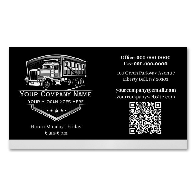 Professionell Trucking Hauling Company QR-kod Magnetiska Visitkort (Framsida)
