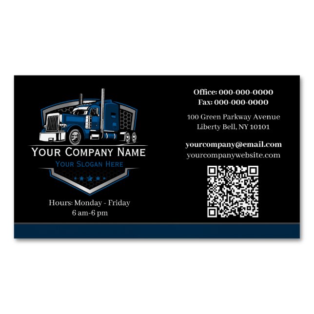 Professionell Trucking Hauling Company QR-kod Magnetiska Visitkort (Framsida)