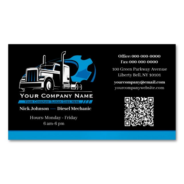 Professionell Trucking Hauling Company Repair Magnetiska Visitkort (Framsida)