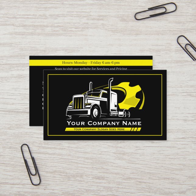 Professionell Trucking Hauling Company Repair Visitkort (Fram/Back In Situ)
