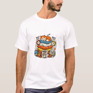 Professionell tupplurare Roligt Lat Katt Retro Vin T Shirt