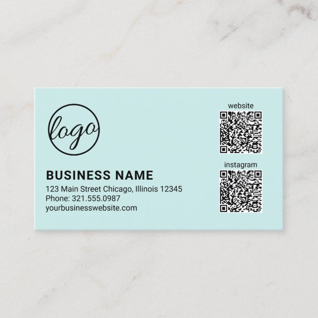 Professionell Turkos Logotyp QR-kod Modern Visitkort (Framsida)