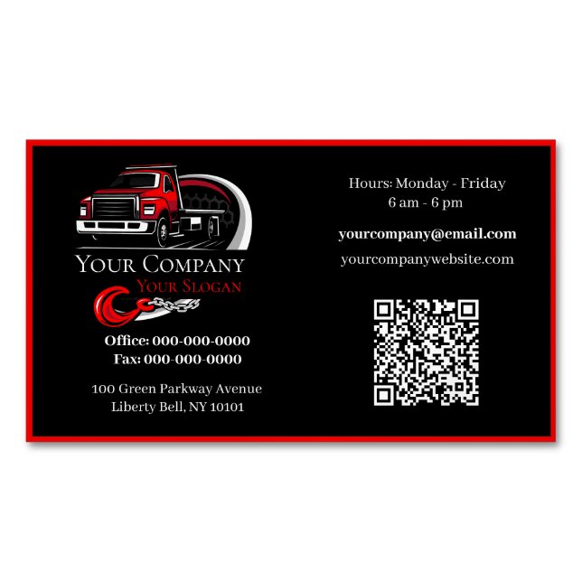 Professionell Twing Company, Hauling Service Magnetiska Visitkort (Framsida)