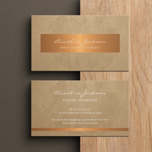 Professionell unik beige guld modern elegant visitkort (Skapare uppladdad)