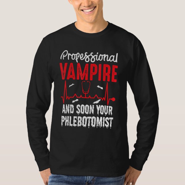 Professionell Vampire din Phlebotomist Blood Sucke T Shirt (Framsida)