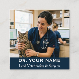 Professionell veterinär anpassad foto fyrkantigt visitkort