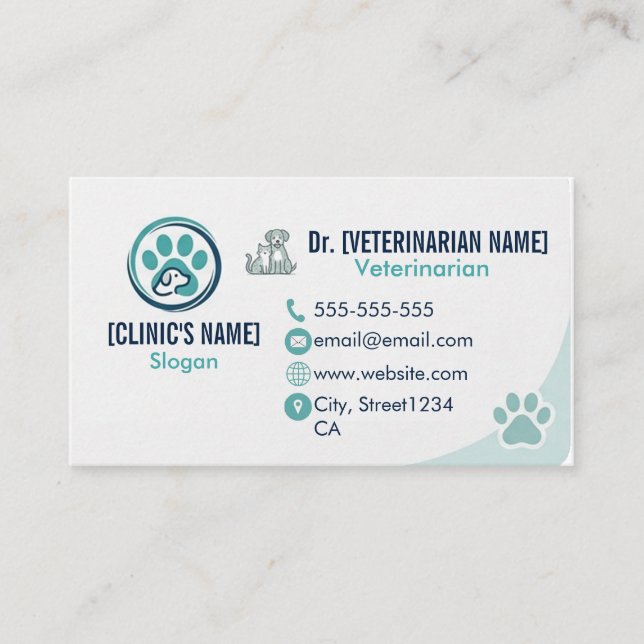 Professionell veterinär namnkort (Framsida)