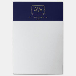 Professionell Vintage Art Deco Elegant Navy/Guld Post-it Block