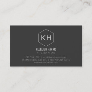 Professionell Vintage Grått Monogram Logotyp Visitkort