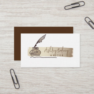 Professionell Vintage Guld Quill Pen Writer Visitkort