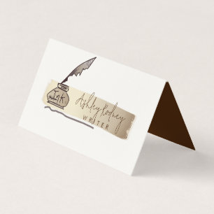 Professionell Vintage Guld Quill Pen Writer Visitkort