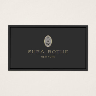 Professionell Vintage Monogram Elegant Black Visitkort