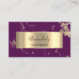 Professionell VIP Guld Abstrakt Marble Lila Berry Visitkort