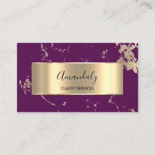 Professionell VIP Guld Abstrakt Marble Lila Berry Visitkort