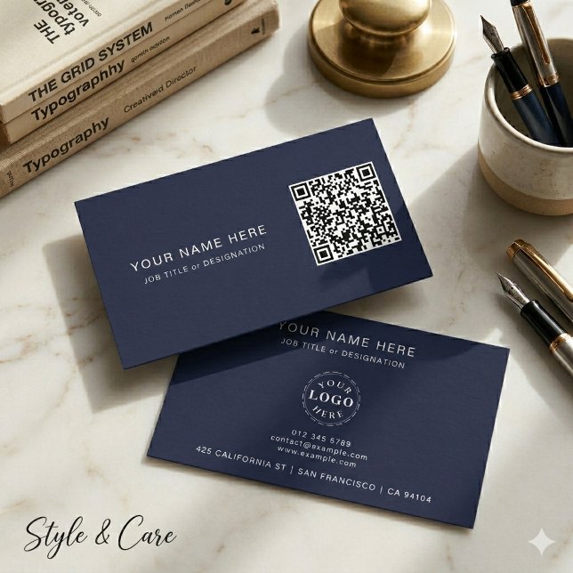 Professionell visitkort med QR-kod & logotyp (Professional Business Card with QR Code & Logo)