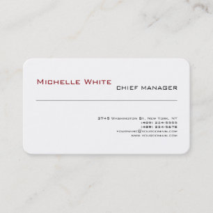 Professionell Vit enkel, enkel, modern, minimal Visitkort