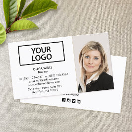 Professionell Vit Lägg till bild Visitkort