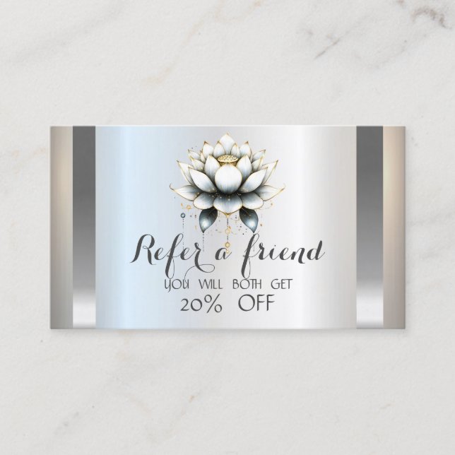 Professionell Vit Lotus Silver Rabattkort (Framsida)