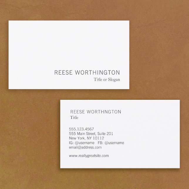 Professionell Vit modern Visitkort (simple white business card)