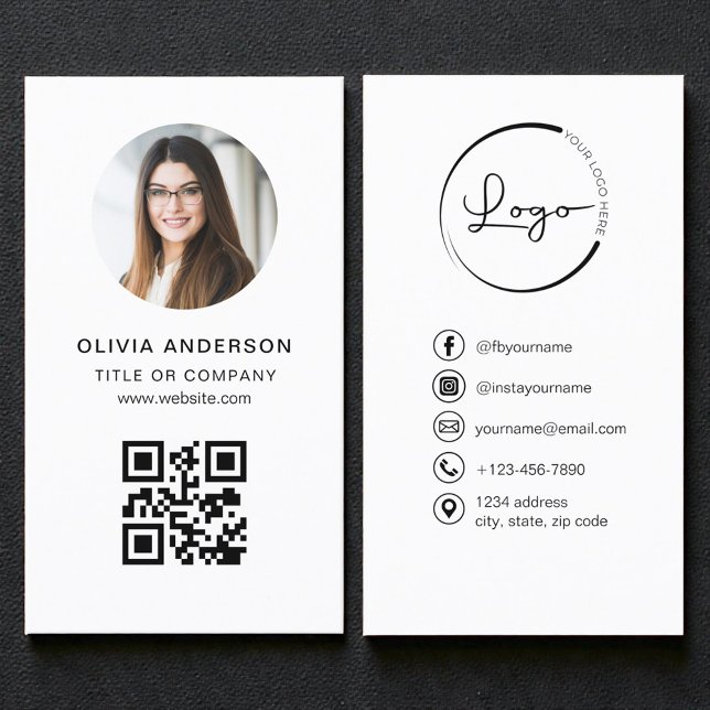 Professionell vit QR-kod för sociala medier Visitkort (Skapare uppladdad)