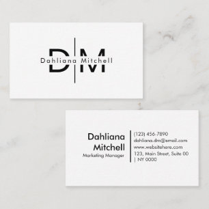 Professionell Vit, svart, fetstilt, vit, monogram Visitkort