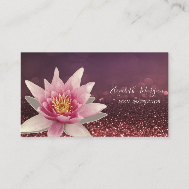 Professionell Watercolor Lotus Yoga Bokeh Visitkort (Framsida)