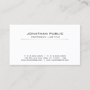 Professionell White Guld Sleek Modern Elegant Plai Visitkort