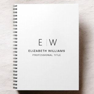 Professionell White Monogram Business Initial Anteckningsbok