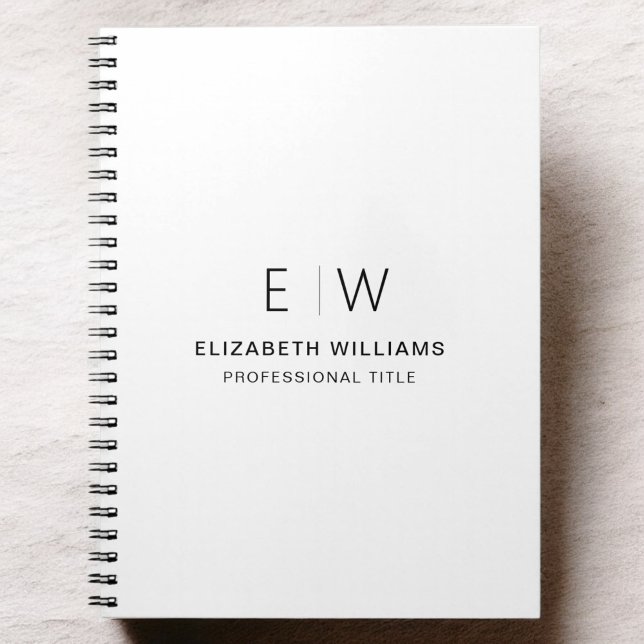 Professionell White Monogram Business Initial Anteckningsbok (Skapare uppladdad)