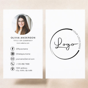 Professionell White Photo Logotyp Social Media Visitkort