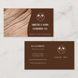 Professionell Wood Grain Ax Logotyp Lumber Company Visitkort