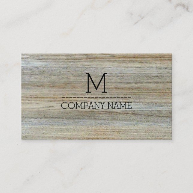 Professionell Wood Grain Monogram #3 Visitkort (Framsida)
