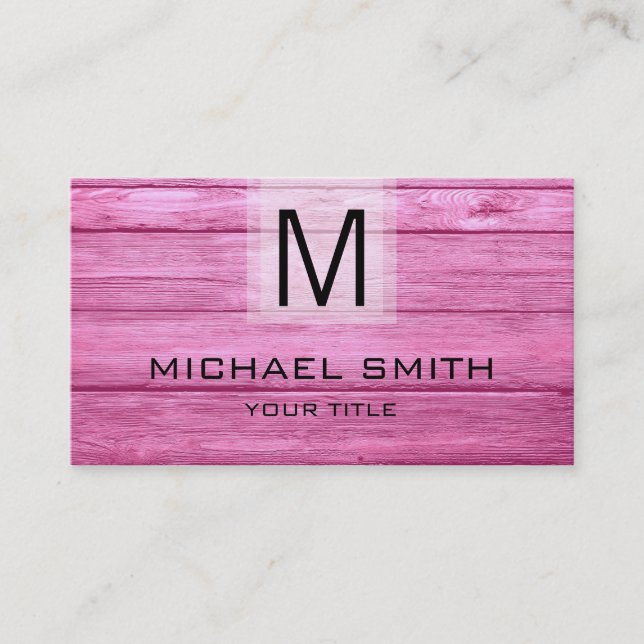 Professionell Wood Textured Monogram Visitkort (Framsida)