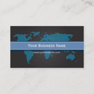 Professionell World Map Black & Blue Visitkort