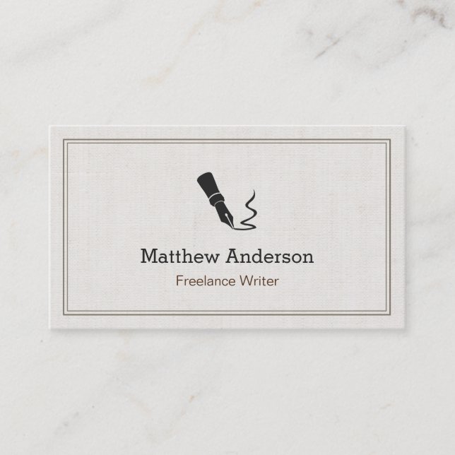 Professionell Writer Editor Author - Beige Linen Visitkort (Framsida)