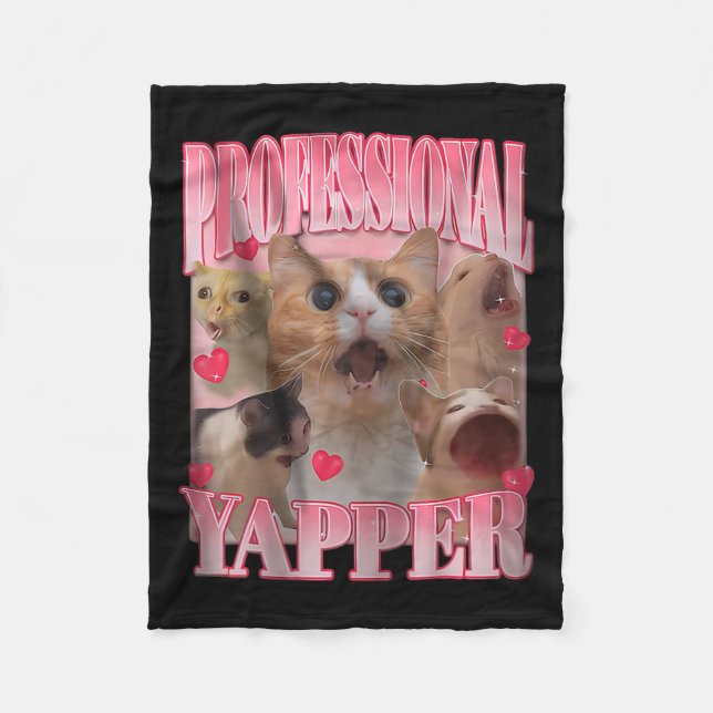 Professionell Yapper Cat Funny Meme Fleecefilt (Framsidan)