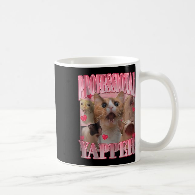 Professionell Yapper Cat Funny Meme Kaffemugg (Höger)