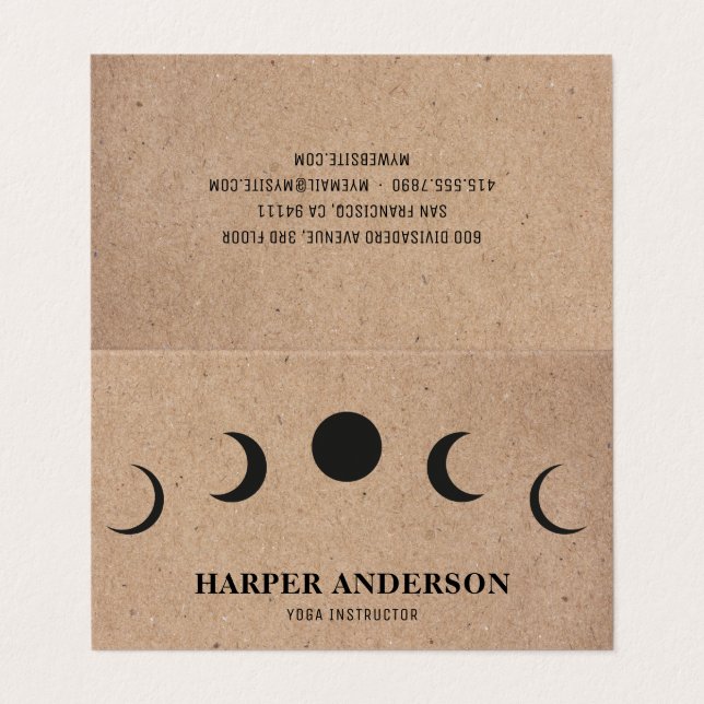 Professionell Yoga Instructor Black Måne Visitkort (Utsida ovikt)