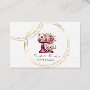 Professionella Cirklar Blommig Röd Cake Mixer Visitkort