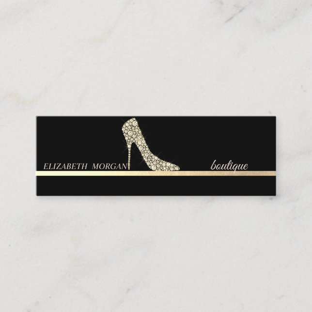 Professionella Eleganta, Guld Diamanter Höga Klack Mini Visitkort (Framsida)