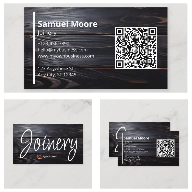 Professionella fogarbetesdesignmallar Ebony trä Visitkort (Professional Joinery Designs Templates Ebony Wood Business Card
)