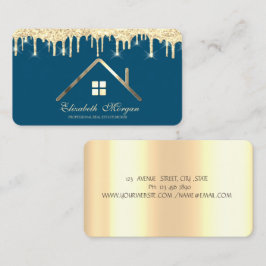 Professionella Guld Glitter Droppar Fastigheter Bl Visitkort