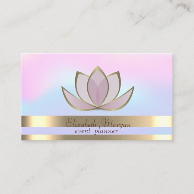 Professionella Guldränder Holografiskt Guld Lotus Visitkort (Framsida)