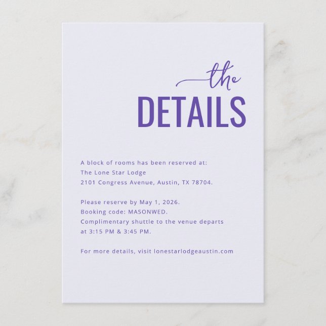 Professionella Lavendel Typografiska Detaljer Tilläggskort (Framsida)