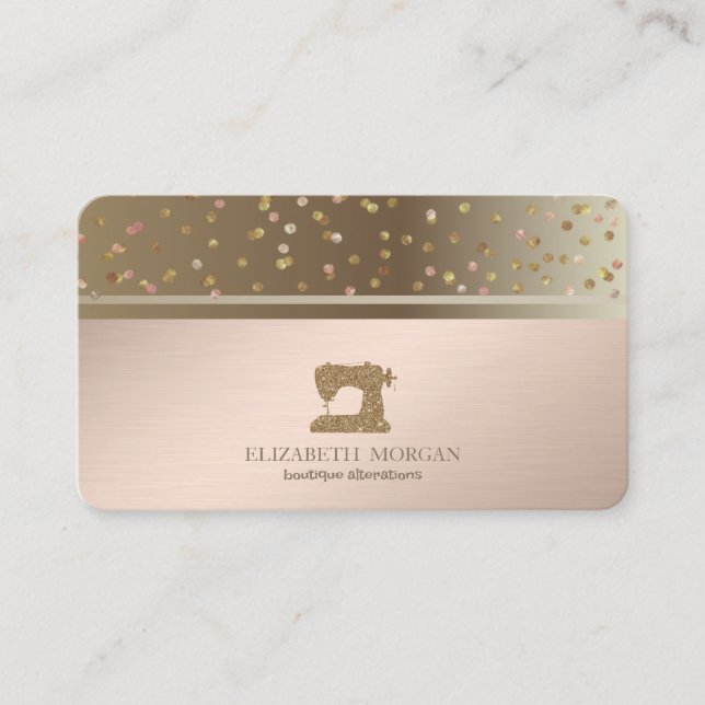 Professionella prickar Guld glitter sy maskin  Visitkort (Framsida)